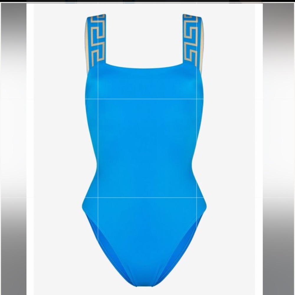 COPY - Greca-pattern scoop-back swimsuit